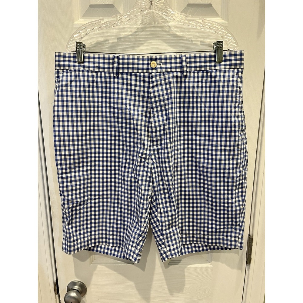 Polo Golf Shorts Mens 36 Blue White Gingham Check Vintage Polo Ralph Lauren